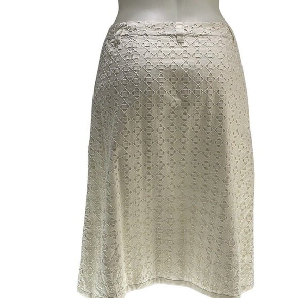 Tibi New York Womens Lace Midi Skirt Size 6 Ivory Button Front - Picture 9 of 10